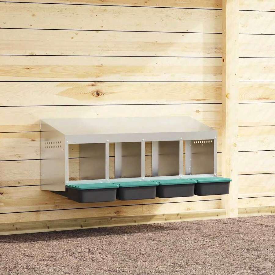vidaXL Hühner-Nistkasten 4 Fächer Wandmontage Verzinkter Stahl