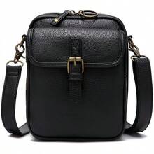 Bolsa de Mensajero de Mujer y Hombre,Bolso Bandolera Clásico Impermeable,Portafolio con Bandolera Ajustable,Mochila Cruzada con 6 bolsillos y 10 bolsillos para tarjetas - Negro - Ver 1