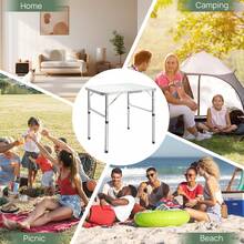 Tavolo Da Campeggio Pieghevole With Altezza Regolabile 35/60 Cm, For Escursionismo, Picnic, Garden, Spiaggia, Feste E Balcone - 白色 - 查看 7