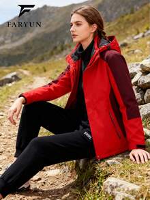 Women's Hooded Windbreaker, Hooded Design For Enhanced Protection, Comfortable For Hiking And Trekking Sports - Red - View 1
