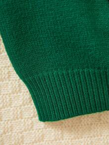 كنزة صوفية بناتية مطرزة برسم الدب الكرتوني، بتصميم محبك مريح مناسب للأطفال من عمر 4 إلى 12 سنة، ملابس علوية كاجوال متعددة الاستخدامات للخريف والشتاء - أخضر - مشاهدة 6