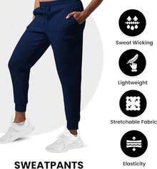 Common 3 Pack Sweatpants Women - Womens Sweatpants With Pockets, Fleece Womens Joggers, Yoga Pants (Available In Plus) - 黑色 / 海軍藍 / 淺灰色 - 查看 5