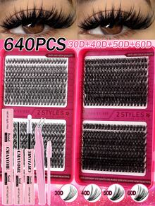 CMAYOME 640片D型卷翘浓密假睫毛套装，簇状假睫毛，10D+20D+30D+40D/30D+40D+50D+60D/50D+60D+80D+100D，多种组合，10-16毫米簇状假睫毛，自然柔软。套装包含睫毛胶、粘合剂、定型凝胶、镊子和睫毛刷，适合睫毛较细软的人士使用。 - 淺粉色 - 查看 18