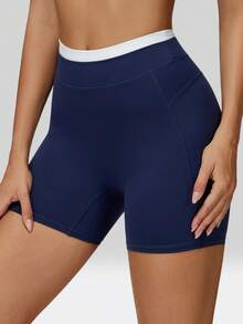 MFVIM Pantaloni scurți sport pentru femei, cu talie înaltă, mulați, în culori contrastante, potriviți pentru tenis, pickleball, ciclism, antrenamente la sală