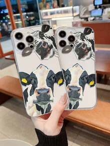 1pc Cute Cow Printed 2D Pattern Fashionable High-End Cartoon Cow Design Suitable For Coworkers, Friends, Family, Couples, Birthday, Holiday Gifts, Transparent Soft Case With Full Protection Compatible With IPhone 17/16/15/14/13/12/11/Pro/ProMax/X/XR/XS/XSMAX/7/8/PLUS And Models,Suitable For IPhone 17 Air - 無色 - 查看 7
