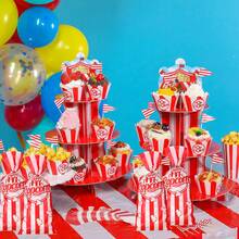 50 bolsas individuales de palomitas - bolsas individuales de plástico para palomitas con bridas para cerrar, mangas para palomitas a granel para fiestas, bocadillos de bar, paquetes de regalo nostálgicos, suministros para noches de cine - Multicolor - Ver 6