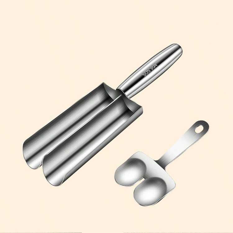 1个不锈钢易脱模不粘饭团机 - 用于制作完美的饭团、肉丸、沙拉三明治等，多功能厨房工具，例如虾酱和鱼丸，是家庭厨师和厨房爱好者的理想之选，饭团制作工具 - 銀色 - 查看 9