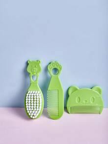 3件套婴儿梳子和刷子套装，适合新生儿和幼儿，温和护理头发，便携式婴儿护理套装，柔软按摩头皮梳子 - 彩色 - 查看 10