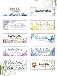 Personalized Acrylic Desk Nameplate With Succulent Floral Design,Contemporary Style Office Decor, Ideal For Bedroom, Custom Name Psychologist Office Sign For Desk, Non-Electric, Perfect For Christmas And Halloween Gifts - Multicolor - View 10