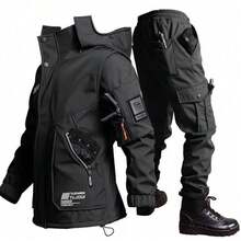 2025 New Model, Outdoor Sports Tactical Jacket, Velvet And Thickened Winter Windproof Cycling Jacket, Military Fan Men's Waterproof Mountaineering - 黑色 - 查看 2