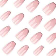 Medium Coffin Press On Nails Bling Fake Pink Nails Tips Full Cover False Gold French Nails For Women And FFgirls 24PCS{Inchcolor_nameinch:InchNails-05inch} - 指甲-05 - 查看 6