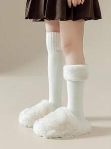1 双儿童厚羊毛过膝袜，羊毛腿套，女童袜子，秋冬 - 彩色 - 查看 21