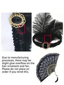 1/4 Pcs 1920s Women Flapper Costume Accessories Set Great Gatsby Party Handheld Foldable Lace Floral Fan Feather Headband Long Glove Halloween Decorations Gift Opera Party With Artificial Feather Headband Prom,Party Gifts, New Year, Thanksgiving, Christmas Gifts, Easter Gifts - Multicolor - View 11