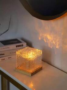 1pc 16-Color Aurora Wave Projection Night Light With Remote Control, Christmas Decor, Room Decor, Square Aurora Light, Ceiling Projector, Wave Cube Light, Suitable For Bedroom, Hallway, Bathroom, Flame Ambiance Bedside Lamp - Multicolor - View 9