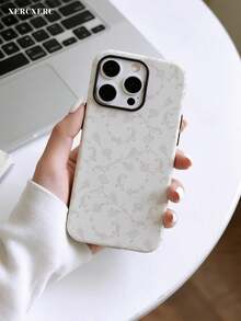 xercxerc White Beige Floral Vine Pattern 2 - In - 1 PC & TPU Protective Phone Case, Funda Para Phone Cover Phone Matching Phone Cases Phone Cases Phone Case For Phone 11 12 13 14 15 16 16e 17 Pro ProMax For Phone Air - trắng - Xem 5