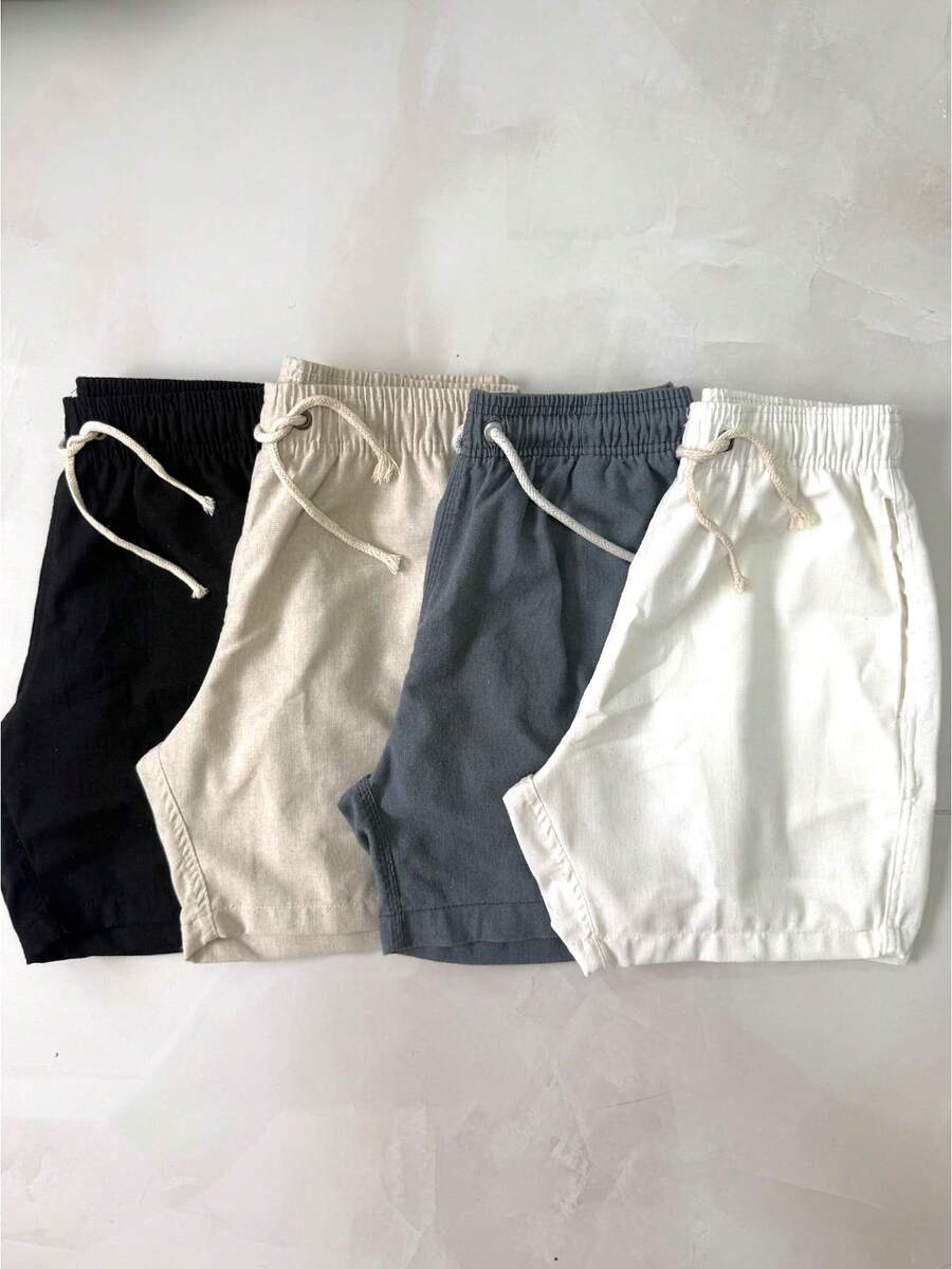 Set Of 4 Premium Linen Bermuda Shorts - Xám - Xem 1