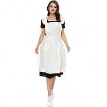 LilMents Long Midi Adjustable Ruffle Apron with Pockets Small to Plus Size Ladies - como en la foto - Ver 1