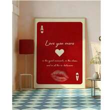 1张“爱你更多”主题印刷品，红色墙饰，复古卡片印刷，家居美学，可打印墙饰，学院风海报，爱情礼物，无框帆布画墙饰，房间家居装饰 - 彩色 - 查看 10