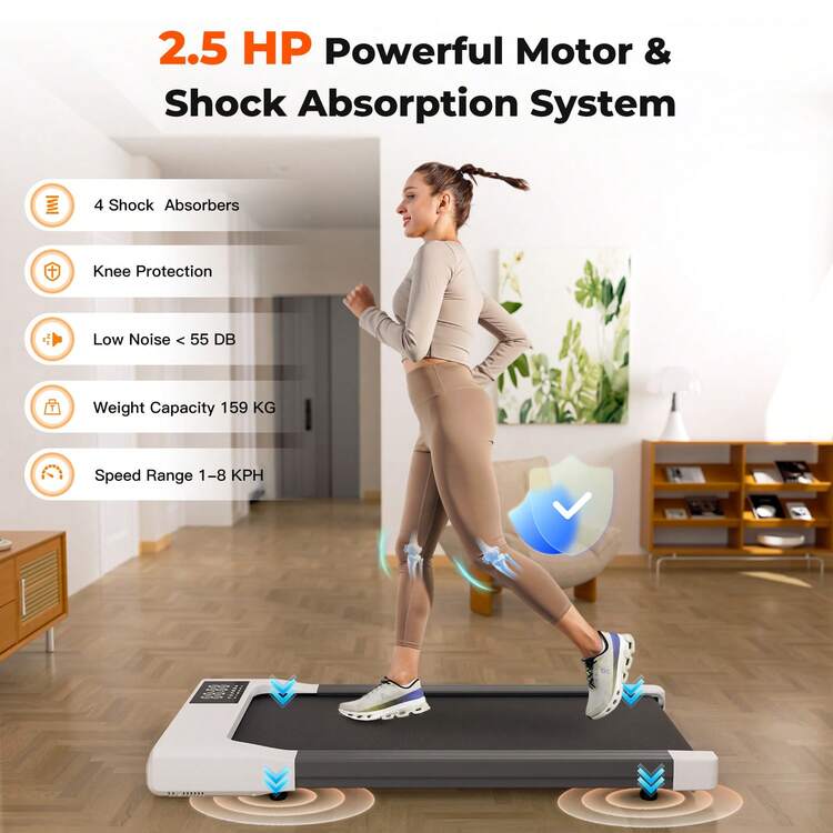 LACUFFY Treadmill Quiet Under Desk Treadmill For Home Use Remote Control & App-Enabled No Assembly Required Fitness Data RecordingTreadmill Desk Max 159 Kg App Control Walking Pad With AI Accompaniment - UK Plug(220-240V) - View 6