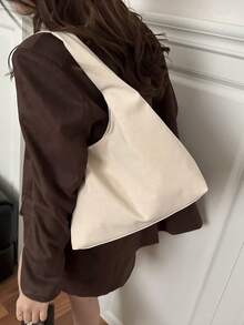 Women's Solid Color PU Leather Fashion Large Capacity Shoulder Bag For Daily Use