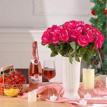 100pcs Artificial Rose Flowers, Red Rose, Fake Roses, Suitable For DIY Wedding Bouquets, Tabletop Decor, Bridal Shower, Valentine's Day Decoration, Baby Shower, Home Decor, Indoor & Outdoor Decoration - Hot Pink - View 3