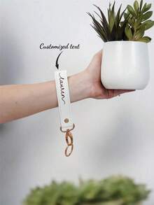 定制真皮钥匙扣，独特定制姓名/电话号码标签，个性化钥匙链，防丢，复古风格钥匙扣，适合送给男女朋友、家人，情人节、圣诞节、父亲节、伴郎礼物，个性化腕带钥匙扣 - 彩色 - 查看 6