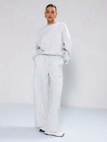 Hoodies For WomenMUSERA Oversized Cropped Sweatshirt Long Sleeve Relaxed Fit Back To School Autumn Winter Cosy Fall Christmas Cute Casual Everyday Capsule Wardrobe Y2K StreetwearLoose And Comfortableed Hardy Clothes Tops - 淺灰色 - 查看 4