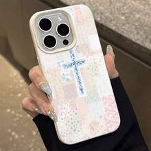 Funda para teléfono con diseño de cruz floral. Compatible con teléfonos ,  17,  16 Pro Max,  15 Pro Max,  13 y  12. Fabricada en TPU con textura de cuero, ofrece protección contra golpes y caídas. Un regalo ideal para familiares, amigos, ocasiones religiosas y celebraciones. - Blanco - Ver 6