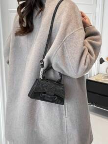 高品质口红袋，迷你方形包，新款纯色百搭手提包，女士包 - 黑色 - 查看 9