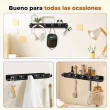 EstiloNOVANGUA Portal Llaves De Metal De Muro, Colgador Llaves, Estante Pared Multifuncional Con 6 Ganchos, Soporte Llaves Entrada, Organizador De Cocina Para Muro AutoadhesivoVersióN Mejorada - 1 - Ver 6