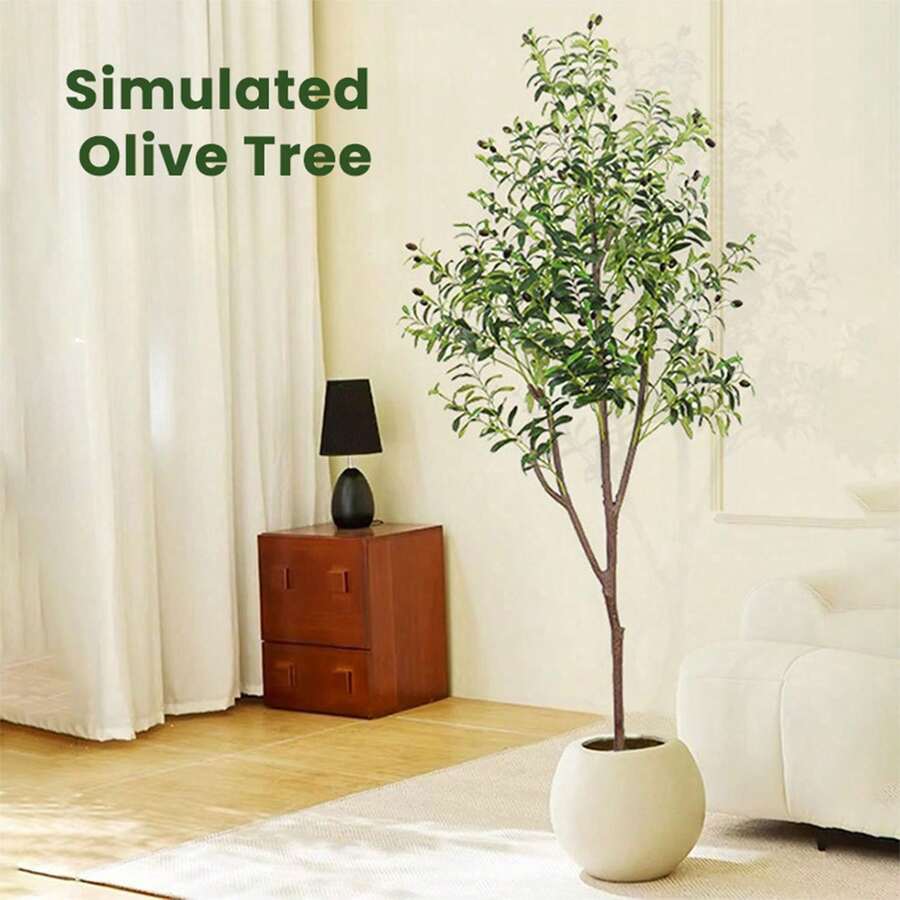 Piorlado Realistic Artificial Olive Tree, Lifelike Faux Olive Plant For Home, Office, Garden Décor (Without Ceramic Pot) - 180厘米 - 查看 1