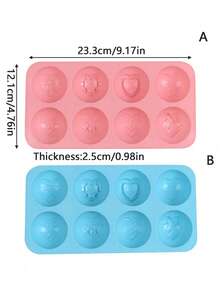 1pc 8-Piece Silicone Mold Set With Different Shapes, Including Heart, Rose, And Bow Shapes, Suitable For Homemade Chocolate, Candy, And Cake Molds