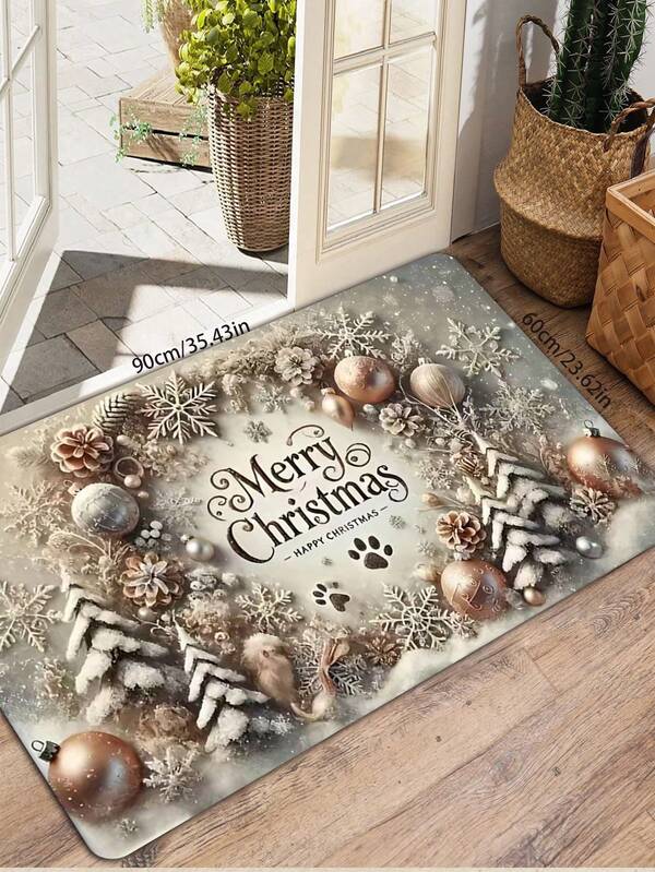 1 pezzo Zerbino natalizio, adatto per ingresso, cucina, soggiorno, camera da letto, lavanderia, bagno, decorazione per la casa, design di ghirlanda e decorazioni natalizie, zerbino, piccolo tappeto, zerbino di benvenuto, tappeto, tappetino per pavimento, zerbino da esterno, tappeto da cucina, decorazione per la casa