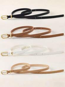 4 Vintage PU Leather Women's Belts: A Blend Of Elegance And Casual Vibe, Perfectly Matching Jeans, Trousers, Skirts – Suitable For Daily Wear, Work Settings, Dating In Autumn/Winter/Summer And School Use - 彩色 - 查看 7