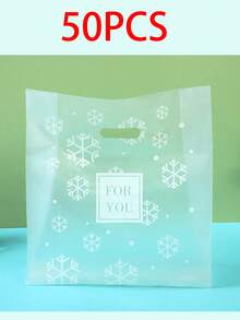 100 peças/50 peças/10 peças Sacolas de Festa com Estampa de Floco de Neve, Sacolas de Embalagem Margarida, Adequadas para Natal, Aniversário, Casamento ou Qualquer Ocasião Especial - Design Transparente Reutilizável, Aplicável para Sacolas de Presente, Suprimentos de Embalagem de Presente de Natal ou Marmitas, Sacolas de Embalagem de Alimentos - Salada de Frutas - Embalagem para Levar Bolo - Embalagem de Presente - Sacolas de Compras