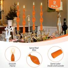 Pumpkin Taper Candles Twist Candlesticks,10 Inch Orange Spiral Candle Fall Candle Sticks Halloween Tapered Candles For Dinner Table Than1ks 1giving Decor-2pcs (17D-Orange){Inchcolor_nameinch:InchLIGHTORANGEinch,Inchsize_nameinch:Inch8INCHinch} - 淺橘色 - 查看 3