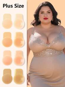 vfvQueen 1 Piece Of Plus Size Invisible Adhesive Bra, Seamless Silicone Large Cup Bra, With Push-Up And Lift-Up Functions, Women's Underwear Accessories, Featuring A Front Band Closure Design. 1 Pair Of Plus Size Invisible Lift-Up Chest Pads, Seamless Self-Adhesive Lift-Up Breast Pads, Strapless And Backless, With Streamlined Shape And Smooth Texture. - Multicolor - View 2