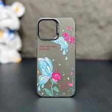 Funda de Teléfono con Patrón de Mariposa Rosa IMD Láser para iPhone 16 Pro Max 15 Pro 14 Plus 13/12/11, Duradera y a Prueba de Golpes, Estilo Básico de Moda, Protección de Borde de Lente Elevada, Adecuada como Regalo para Hombres, Mujeres y Adolescentes - Colores mixtos - Ver 3