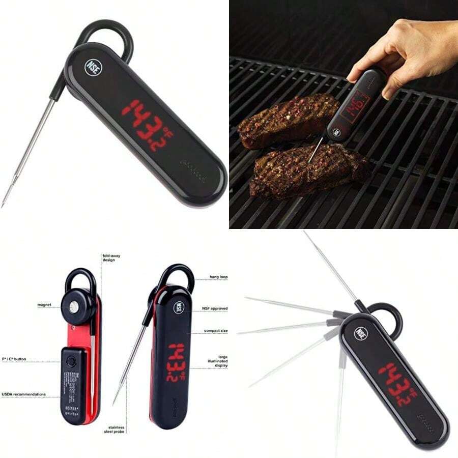 Goodcook Termómetro digital de lectura instantánea de carne, cocina comida Candy BBQ con retroiluminación LCD e imán, de -15 °C a 500 °C(default) - Tipo 1 - Ver 1