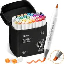 Ohuhu Alcohol Markers: Soft Chisel Red Dot Design Award Winner 48-Color Brush & Soft Chisel Dual Tips Drawing Markers For Artists Beginners Adults Coloring Illustration Sketching - Honolulu S - Multicolor - View 1