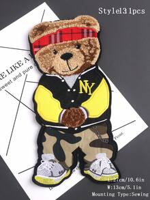 1 件/套卡通棕熊刺绣补丁，独特设计，适合 DIY 服装和配饰、牛仔裤、连衣裙、可爱刺绣贴花 - 彩色 - 查看 26