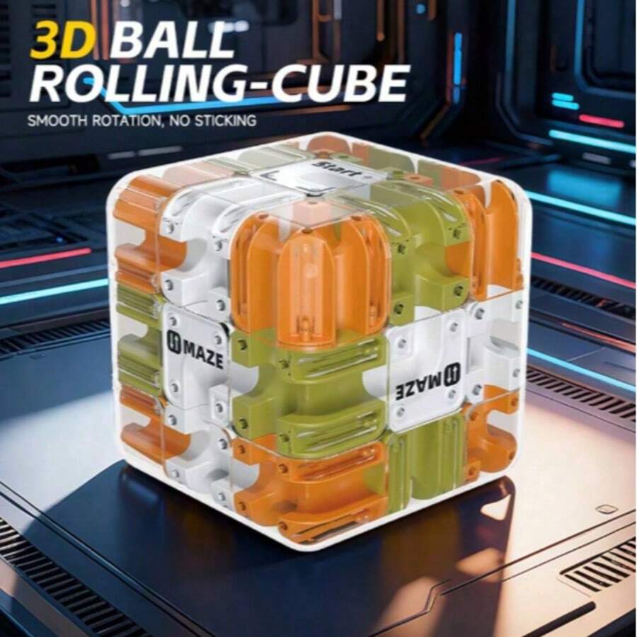 3D迷宫拼图魔方 - 3D立方体和球，空间感知脑力训练玩具，高难度益智拼图，3岁以上儿童益智专注力游戏礼物 - 彩色 - 查看 1
