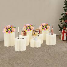 YUNRUX Foldable Paper Column Display Stands, Round Cylindrical Wedding Flower Stands, Paper Column Stands For Wedding Dessert Flowers - A - 查看 8