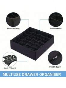 1个抽屉收纳分隔架，可折叠衣柜收纳整理篮，以及用于收纳衣物、内衣、胸罩、领带、配饰、袜子等的布艺收纳箱 - 彩色 - 查看 10