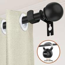 ¡RecomendadoBarras de Cortina Negras para Ventanas de 28 a 56 Pulgadas, Barra Cortina 1 Pulgada Diámetro,Barra Cortina Corativa Metal Resistente con Soportes para Interior/Exterior con Remates Redondos¡Top de Temporada - 28-56" - Ver 6