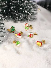 1pc 925 Sterling Silver Christmas Earrings For Women, Xmas Gifts Holiday Cute Stud Earrings Hypoallergenic Christmas Tree Snowflake Stud Festive Party Jewelry Gifts