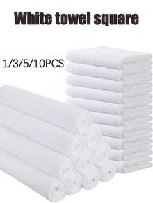 1-50条装白色简约面巾，酒店专用无绒毛巾，柔软吸水面巾，浴室用品 - 彩色 - 查看 8
