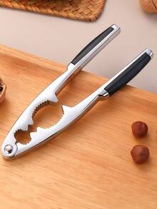 1pc Metal Nutcracker - Multifunctional Stainless Steel Nut Cracker, Heavy Duty Shell Walnut Plier, Seafood Tongs, Walnut Opener With Non-Slip Handle, Suitable For Nuts, Hazelnuts, Almonds, Seafood Or Other Nutcrackers