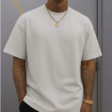 Men's Loose And Long Plain T-Shirt 100% Cotton 30.1 Lightweight And Cool Basic Shirt For Everyday Wear - Trắng băng - Xem 1