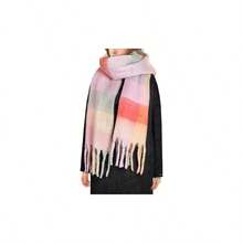 Womens Scarf Winter Big Colorful Checked Thick Warm Soft Scarves Casual Tassel Blanket Scarf - H-經典風格 - 查看 7